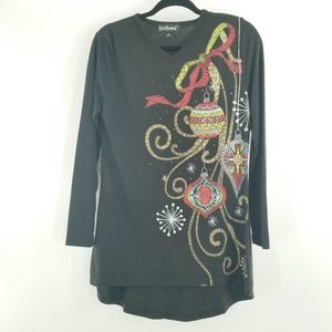 🌻KnitHaus Christmas Ornaments Tunic/top Black Size Small